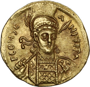 obverse: Constantine IV Pogonatus (668-685).. AV Solidus. Class IV. Constantinople mint, 3rd officina. Struck 681-685
