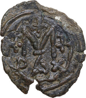 obv: Justinian II (685-695).. AE Follis. Struck 685-695. Sardinian mint