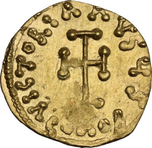 reverse: Leontius (695-698).. AV Tremissis, Constantinople mint