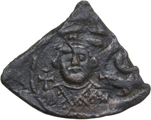 obverse: Leontius (695-698).. AE Half-follis, Constantinople mint. Dated RY 2 (AD 696/7)