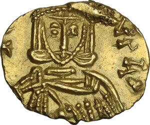 reverse: Constantine V Copronymus with Leo IV (741-775).. AV Tremissis, Syracuse mint