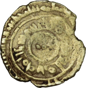 reverse: Agrigento.  Fatimidi, Al-Mustansir (427-487 AH/ 1036-1094 DC).. AV 1/4 Dinar. (Qal at Kirkant), zecca di Agrigento (?) 467 AH