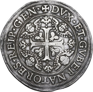 reverse: Genova.  Dogi Biennali (1528-1797), III fase (1637-1797). Da 2 scudi 1652, sigle IAB