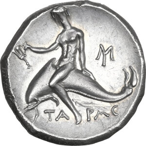 reverse: Southern Apulia, Tarentum. AR Nomos, c. 240-228 BC, Aristippos magistrate