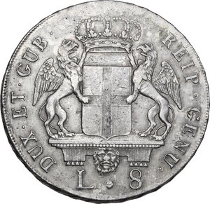 obverse: Genova.  Dogi Biennali (1528-1797), III fase (1637-1797).. Da 8 lire 1797