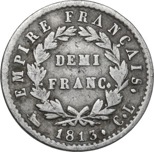reverse: Genova.  Napoleone Bonaparte (1805-1814).. Demi franc o quarto di franco 1813 C L