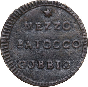 reverse: Gubbio.  Municipalità provvisoria (1798).. Mezzo baiocco