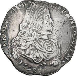 obverse: Milano.  Carlo II di Spagna (1676-1700).. Filippo 1694