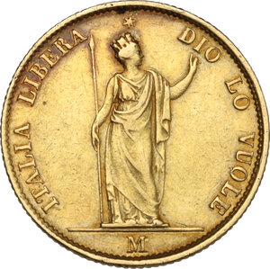 reverse: Milano.  Governo provvisorio di Lombardia (1848).. 20 lire 1848