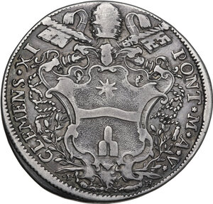 obverse: Roma.  Clemente XI (1700-1721), Giovanni Francesco Albani. Mezza piastra 1705 A. V