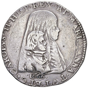 obverse: Milano. Carlo II di Spagna reggenza della madre Maria Anna d Austria (1665-1675). Filippo 1666 AG gr. 27,65. MIR 380. BB