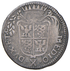 reverse: Milano. Carlo VI d Austria (1707-1740). Imperatore del S.R.I., 1711-1740. Da 10 soldi 1727 AG gr. 1,70. MIR 416/5. q.BB