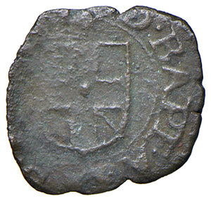 obverse: Montanaro. Giovanni Battista di Savoia-Racconigi (1581-1582). Quarto di soldo (I tipo) MI gr. 0,60. MIR 89. Rarissimo. MB