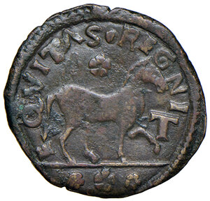 reverse: Napoli. Ferdinando I d Aragona (1458-1494). Cavallo AE gr. 1,65. MIR 85/2. Raro. Buon BB