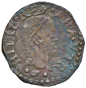 obverse: Napoli. Filippo II di Spagna (1554-1598). II periodo: re di Spagna, 1556-1598. Da 2 cavalli (sigla GR) AE gr. 1,71. MIR 197/1. Magliocca 174. Buon BB  