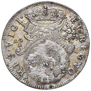 reverse: Napoli. Carlo II di Spagna (1665-1700). II periodo: re, 1674-1700. Tarì 1687 (sigle AG/A) AG gr. 5,65. MIR 298/6. Magliocca 19. q.SPL  