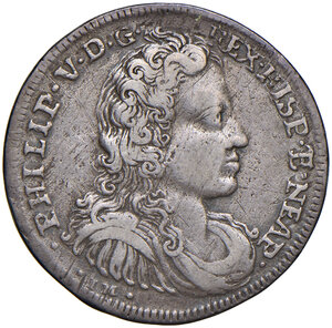 obverse: Napoli. Filippo V di Borbone (1700-1707). Tarì 1701 (sigle AG/A) AG gr. 4,20. MIR 311. Magliocca 74. Raro. q.BB