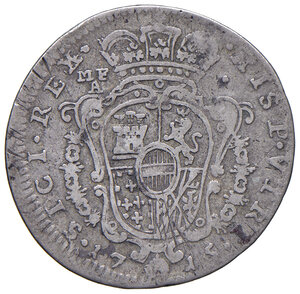 reverse: Napoli. Carlo VI (già III) d Asburgo (1707-1734). II periodo: imperatore del S.R.I., 1711-1734. Tarì 1715 (sigle MF/A) AG gr. 4,14. MIR 324/1. Magliocca 90. MB/q.BB