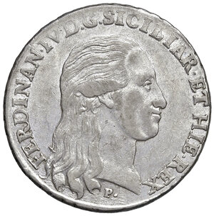 obverse: Napoli. Ferdinando IV di Borbone (1759-1816). Piastra 1796 AG gr. 27,45. MIR 373/1. Magliocca 258. Fondi ancora lucenti, buon BB