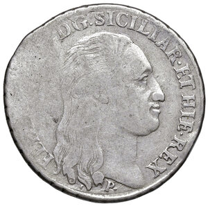 obverse: Napoli. Ferdinando IV di Borbone (1759-1816). Mezza piastra 1798 AG gr. 13,63. MIR 380/1. Magliocca 272. Contromarca al rov. MB/q.BB