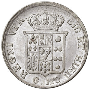 reverse: Napoli. Ferdinando II di Borbone (1830-1859). Piastra 1834 AG. MIR 499/4. Magliocca 539. Buon BB