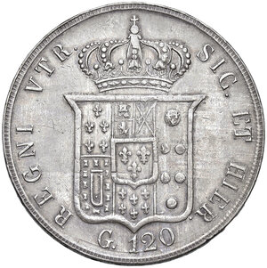reverse: Napoli. Ferdinando II di Borbone (1830-1859). Piastra 1856 AG. MIR 503/5. Magliocca 566. q.SPL