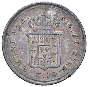reverse: Napoli. Ferdinando II di Borbone (1830-1859). Carlino 1851 AG. MIR 514/3. Magliocca 649. Raro. Patina iridescente, BB/Buon BB