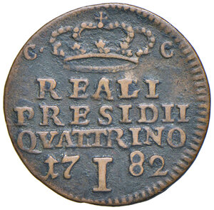 reverse: Orbetello. Reali Presidi di Toscana. Ferdinando IV di Borbone (1759-1816). Quattrino 1782 CU gr. 1,35. MIR (Napoli) 412. Magliocca 357. Raro. BB