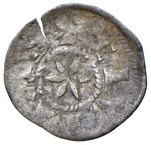 obverse: Padova. Comune (1256-1328). Denaro MI gr. 0,20. MEC 12, 910. MIR 206. Frattura del tondello, BB