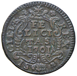 reverse: Palermo. Filippo V di Borbone (1701-1713). Grano 1701 AE gr. 5,27. MIR 506. Buon BB