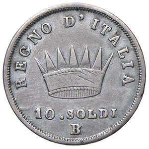 reverse: Bologna. Napoleone I re d Italia (1805-1814). Da 10 soldi 1813 AG. MIR 65/2. Raro. BB/Buon BB