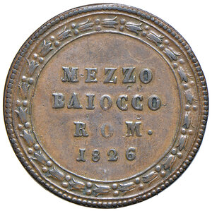 reverse: Roma. Leone XII (1823-1829). Mezzo baiocco 1826 anno III CU. Pagani 135. MIR 3077/2. Buon BB