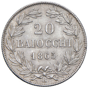 reverse: Roma. Pio IX (1846-1878). Da 20 baiocchi 1865 anno XX AG. Pagani 476a. MIR 3157/4. FDC