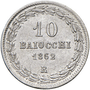 reverse: Roma. Pio IX (1846-1878). Da 10 baiocchi 1862 anno XVI AG. Pagani 444. MIR 3155/9. q.FDC
