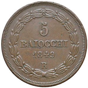 reverse: Roma. Pio IX (1846-1878). Da 5 baiocchi 1849 anno IV CU. Pagani 475a. MIR 3142/2. Rara. q.SPL