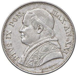 obverse: Roma. Pio IX (1846-1878). Monetazione decimale, 1866-1870. Da 2,5 lire 1867 anno XXI AG. Pagani 552. MIR 3166/1. SPL