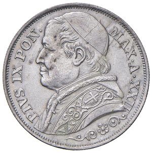 obverse: Roma. Pio IX (1846-1878). Monetazione decimale, 1866-1870. Da 2 lire 1867 anno XXII AG. Pagani 558. MIR 3167/5. q.FDC