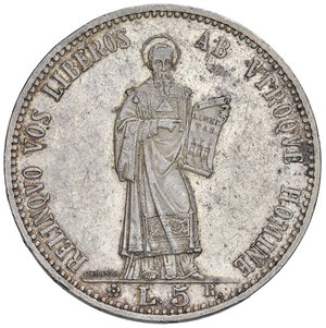 reverse: San Marino. Repubblica. Prima monetazione (1864-1938). Da 5 lire 1898 AG. Pagani 357. Segnetti nei campi del rov., altrimenti migliore di SPL