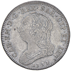 obverse: Savoia. Carlo Emanuele III (1730-1773). Quarto di scudo 1771 (Torino) AG gr. 8,63. MIR 948q. q.BB