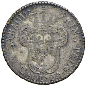 reverse: Savoia. Vittorio Amedeo III (1773-1796). Da 20 soldi 1795 (Torino) MI gr. 5,28. MIR 990b. BB