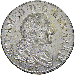 obverse: Savoia. Vittorio Amedeo III (1773-1796). Da 20 soldi 1796 (Torino) MI gr. 5,50. MIR 990c. Fondi lucenti, SPL