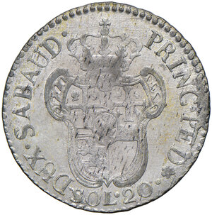 reverse: Savoia. Vittorio Amedeo III (1773-1796). Da 20 soldi 1796 (Torino) MI gr. 5,50. MIR 990c. Fondi lucenti, SPL
