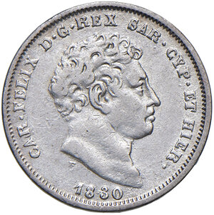 obverse: Savoia. Carlo Felice (1821-1831). Da 25 centesimi 1830 (Torino) AG. MIR 1039e. Molto raro. Buon BB
