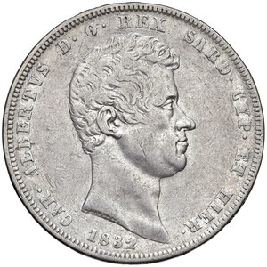 obverse: Savoia. Carlo Alberto (1831-1849). Da 5 lire 1832 (Genova) AG. MIR 1047f. Buon BB