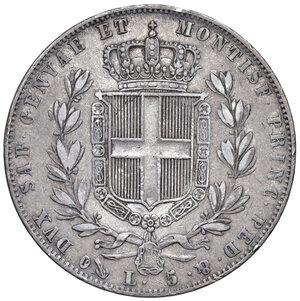 reverse: Savoia. Carlo Alberto (1831-1849). Da 5 lire 1847 (Genova) AG. MIR 1047aj. Colpetti nei campi del dr., altrimenti BB