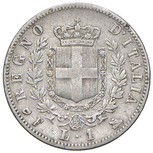 reverse: Savoia. Vittorio Emanuele II re d Italia (1861-1878). Lira 1861 (Firenze) AG. MIR 1085a. Molto rara. MB/q.BB