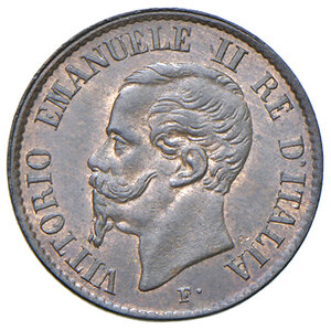 obverse: Savoia. Vittorio Emanuele II re d Italia (1861-1878). Centesimo 1867 (Torino) CU. MIR 1095h. Molto raro. FDC