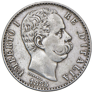 obverse: Savoia. Umberto I re d Italia (1878-1900). Da 2 lire 1885 (Roma) AG. MIR 1101e. Rara. BB