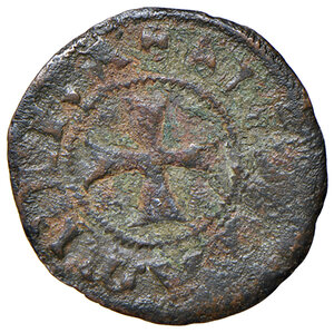 reverse: Campobasso. Nicola II di Montfort (1461-1463). Tornese (simbolo: crescenti) MI gr. 0,84. CNI 19. MIR –. Variante molto rara. q.BB