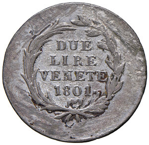 reverse: Venezia. Francesco II d Asburgo-Lorena imperatore e duca di Venezia (1797-1805). Da 2 lire provinciali 1801 MI. Pagani 5. q.BB 